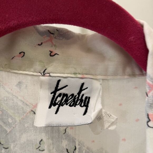 Vintage Tapestry Women's Button Up Casusal Shirt Floral Cottage Core Coquette 1X - Picture 5 of 11